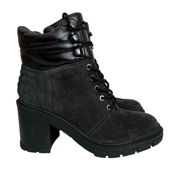 Marc Fisher Leather Velima Lace Up Lug Sole Ankle Combat Boots Size 8.5 - Picture 1 of 11